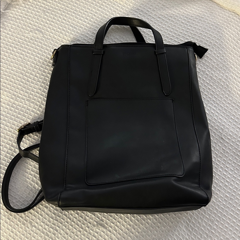 ECOSUSI Tote Bag Convertible Backpack for Women Black Vegan Leather Handbag 11"